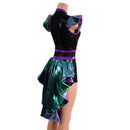 Scarab, Plumeria and Black Mystique Tux Back Romper with Boy Cut Leg - Coquetry Clothing