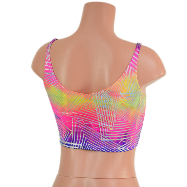 6" Mini Lace Up Crop Tank with Skinny Straps - 4