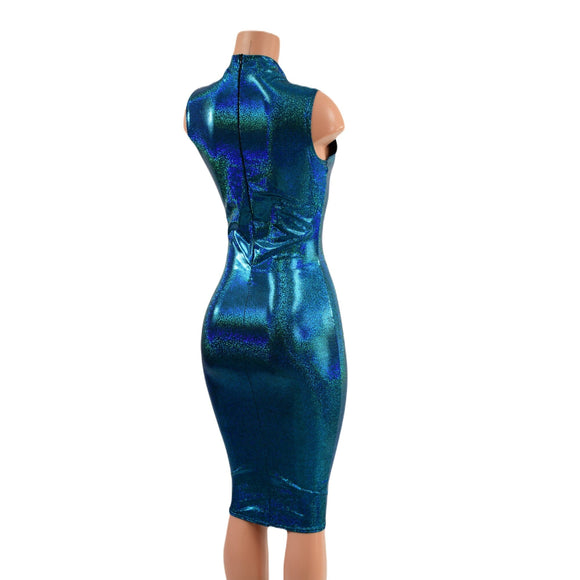 Ocean Sparkle Wiggle Dress with Front AND Back Zipper - Coquetry Clothing