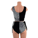 Distortion Velvet and Black Velvet Lace Up Harlequin Set - Coquetry Clothing