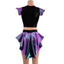 2PC Set Laceup Crop Top and Mid Rise Shorts with MINI Tux Back - Coquetry Clothing