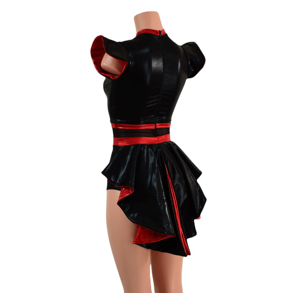 Black & Red Romper with MINI Tuxedo Tails - Coquetry Clothing