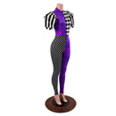 Quad Color Blocked Catsuit with Short, Banded, Victoria Sleeves - Coquetry Clothing