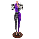 Quad Color Blocked Catsuit with Short, Banded, Victoria Sleeves - Coquetry Clothing