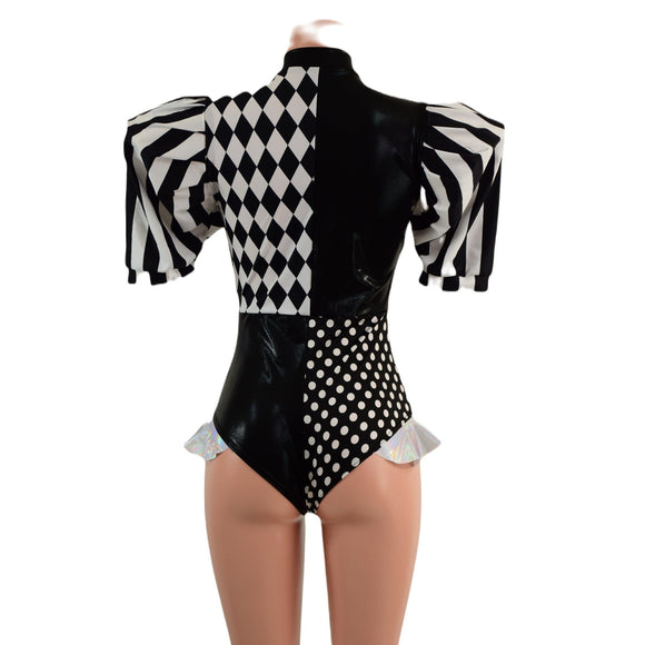 Quad Color Blocked Romper with Short, Banded, Victoria Sleeves - Coquetry Clothing