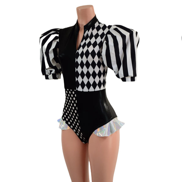 Quad Color Blocked Romper with Short, Banded, Victoria Sleeves - Coquetry Clothing