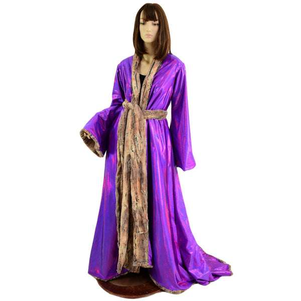 Reversible Minky Faux Fur Puddle Train Robe with Belt - 8