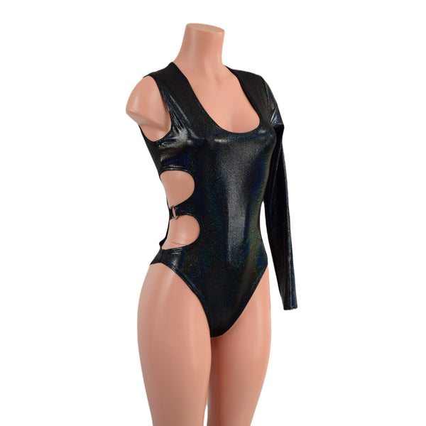 Asymetrical Brazilian Cut Romper with Oring Side Cutouts - 4
