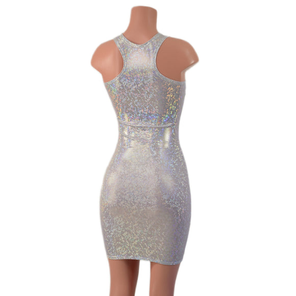 Racerback Bodycon Dress in White Kaleidoscope - Coquetry Clothing