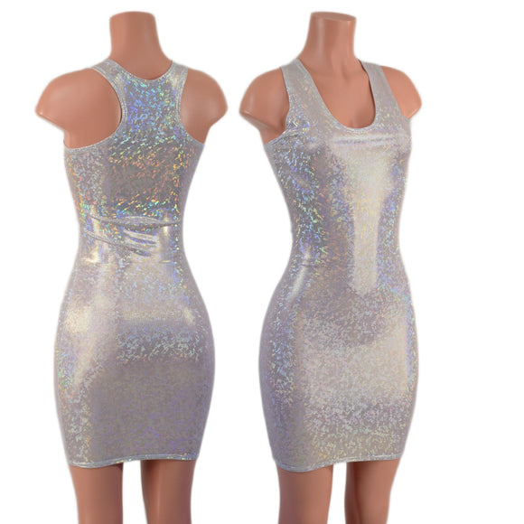 Racerback Bodycon Dress in White Kaleidoscope - Coquetry Clothing