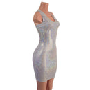 Racerback Bodycon Dress in White Kaleidoscope - Coquetry Clothing