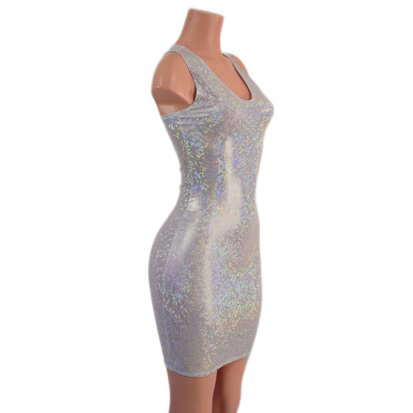 Racerback Bodycon Dress in White Kaleidoscope - Coquetry Clothing