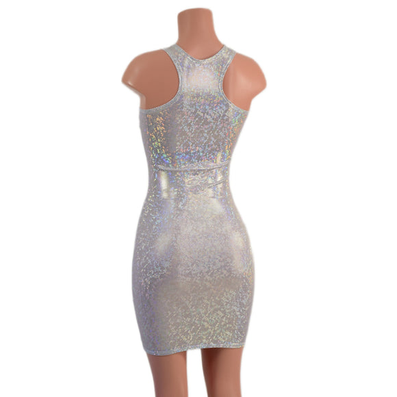 Racerback Bodycon Dress in White Kaleidoscope - Coquetry Clothing
