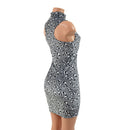 Racerback Bodycon Dress with Turtleneck in Distortion Velvet - Coquetry Clothing
