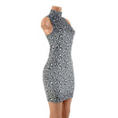 Racerback Bodycon Dress with Turtleneck in Distortion Velvet - Coquetry Clothing