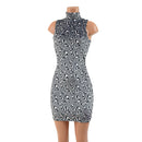 Racerback Bodycon Dress with Turtleneck in Distortion Velvet - Coquetry Clothing