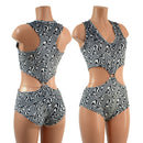 Racerback V Neck Romper with O - Rings and Siren Cut Leg - Coquetry Clothing