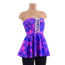 Radiant Rainforest Print Laceup Peplum Top - Coquetry Clothing