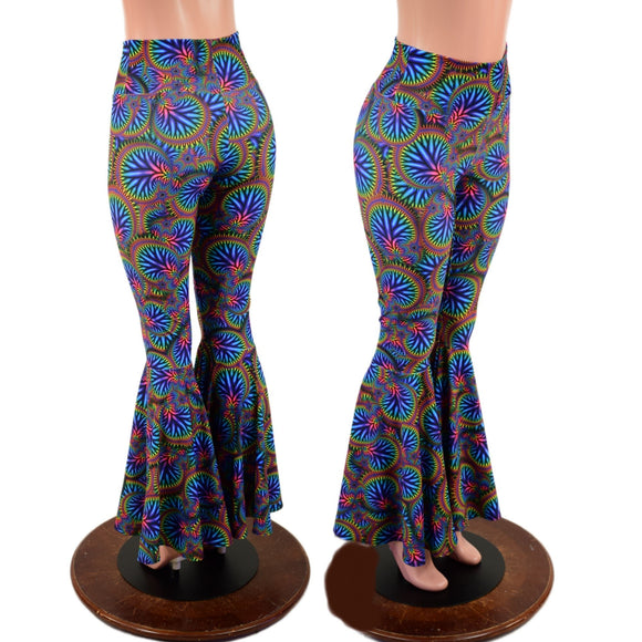 Radioactive Print High Waist Bell Bottom Flares - Coquetry Clothing