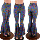 Radioactive Print High Waist Bell Bottom Flares - Coquetry Clothing