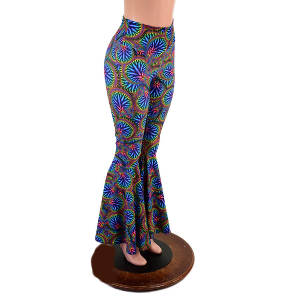 Radioactive Print High Waist Bell Bottom Flares - Coquetry Clothing