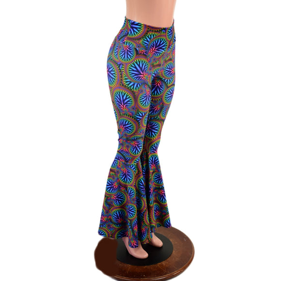 Radioactive Print High Waist Bell Bottom Flares - Coquetry Clothing