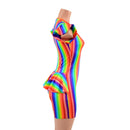 Rainbow Flip Sleeve Ruffle Rump Romper with 4" Inseam - Coquetry Clothing