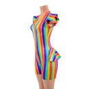Rainbow Flip Sleeve Ruffle Rump Romper with 4" Inseam - Coquetry Clothing