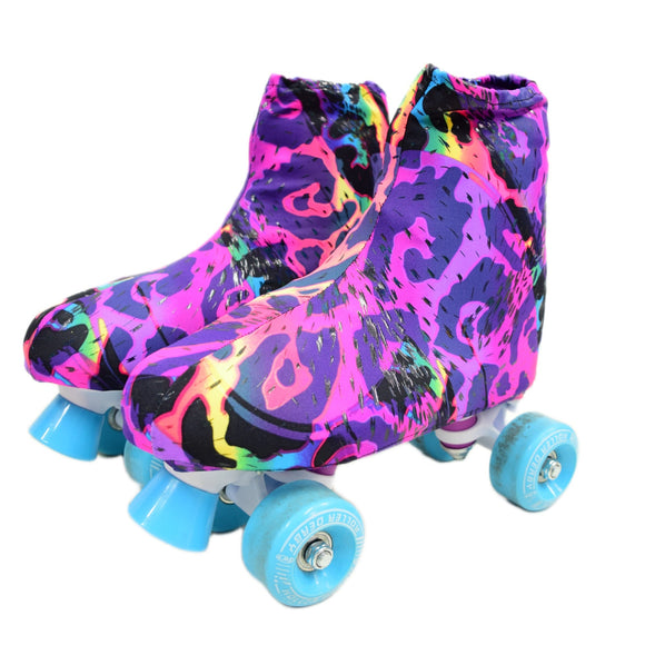 Rainbow Leopard Childrens Roller Skate Boot Covers - Coquetry Clothing
