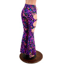 Rainbow Leopard High Waist Solar Flares with Laceup and Oring Cutouts - Coquetry Clothing