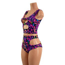 Rainbow Leopard O - Ring Tank Top and Hipnotic High Waist Siren Shorts Set - Coquetry Clothing