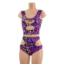 Rainbow Leopard O - Ring Tank Top and Hipnotic High Waist Siren Shorts Set - Coquetry Clothing