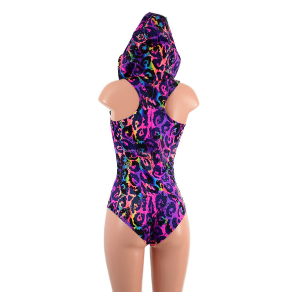Rainbow Leopard Racerback Romper with Front Zipper - Coquetry Clothing
