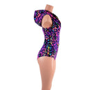 Rainbow Leopard Racerback Romper with Front Zipper - Coquetry Clothing