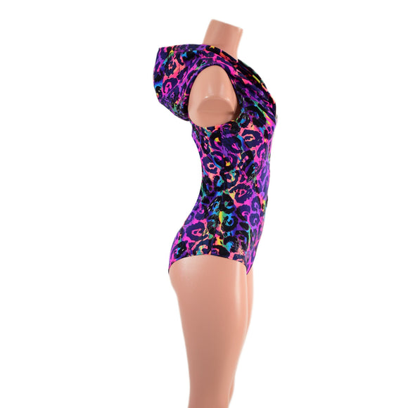 Rainbow Leopard Racerback Romper with Front Zipper - Coquetry Clothing