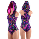 Rainbow Leopard Racerback Romper with Front Zipper - Coquetry Clothing