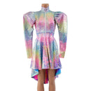 Rainbow Shattered Glass Hi Lo Dress with Full Separating Front Zipper - Coquetry Clothing