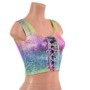 Rainbow Shattered Glass Laceup Crop Tank - Coquetry Clothing