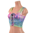 Rainbow Shattered Glass Laceup Crop Tank - Coquetry Clothing