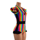 Rainbow Stripe Flip Sleeve Paneled Romper - Coquetry Clothing