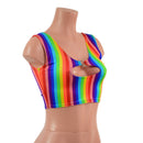 Rainbow Stripe High Or Low Reversible Cutout Oring Mini Crop - Coquetry Clothing
