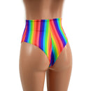 Rainbow Stripe High Waist Siren Shorts with Brazilian Cut Leg - Coquetry Clothing