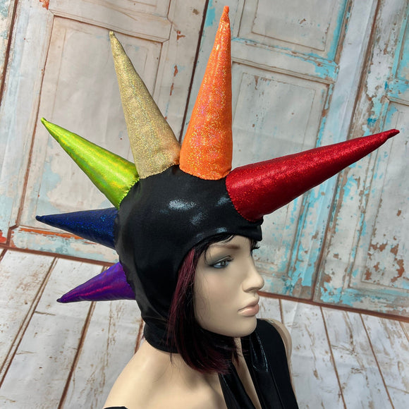 Rainbow Unicorn Horn Bonnet in Black Mystique - Coquetry Clothing