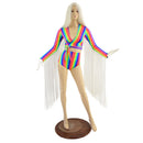 Rainbow Wrap and Tie Crop Top with 30" Fringe & Siren Shorts - Coquetry Clothing