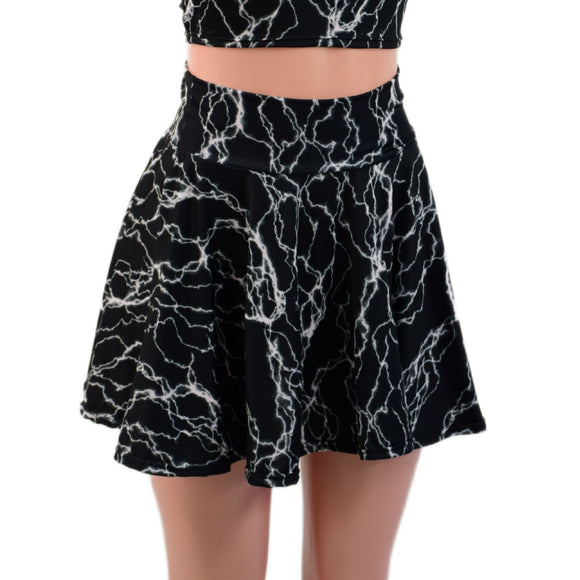 Ready To Ship Black Lightning 15" Circle Skirt (Skirt only) - Coquetry Clothing