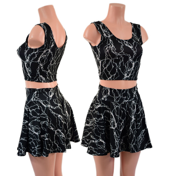 Ready To Ship Black Lightning Crop Tank (TOP ONLY) - Coquetry Clothing