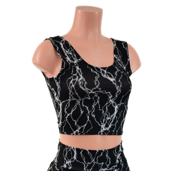 Ready To Ship Black Lightning Crop Tank (TOP ONLY) - Coquetry Clothing