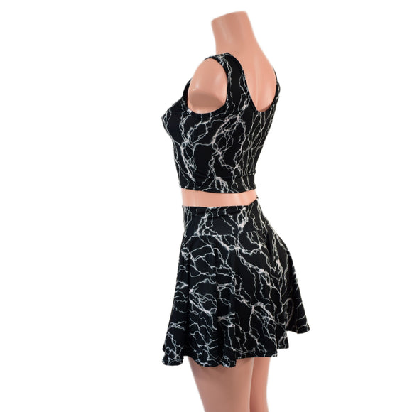 Ready To Ship Black Lightning Crop Tank (TOP ONLY) - Coquetry Clothing