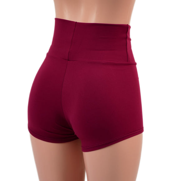 Ready To Ship Bordeaux Zen High Waist Shorts - Coquetry Clothing