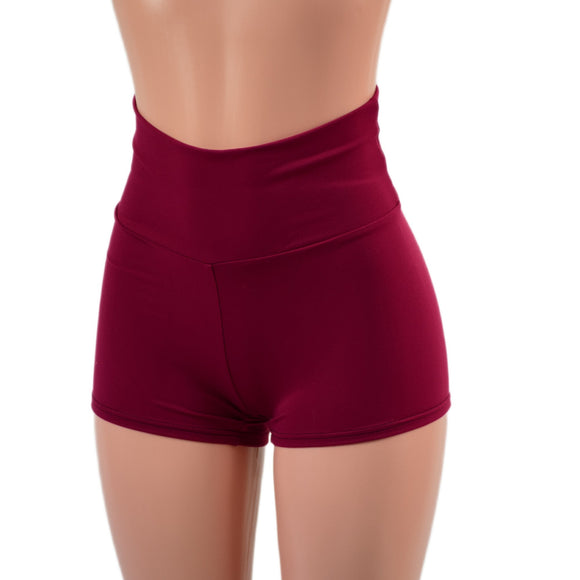 Ready To Ship Bordeaux Zen High Waist Shorts - Coquetry Clothing